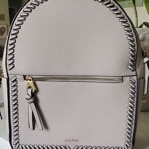 Calpak Gray Minimalist Backpack with Whipstitch Detail